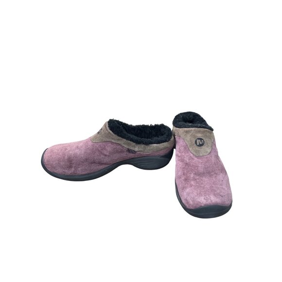 Merrell Encore Ice Huckleberry Womens Suede Fur Clogs Size 6.5 SKU 8924 - Picture 2 of 15